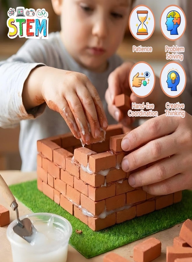 أر أو أتش أس سي إي مجموعة بناء منزل للأطفال من عمر 4 سنوات فما فوق، مجموعة بناء صغيرة من الطوب مع مونة، مكعبات معمارية تعليمية، مشاريع يدوية قابلة لإعادة الاستخدام، هدية عيد ميلاد إبداعية - Image 3